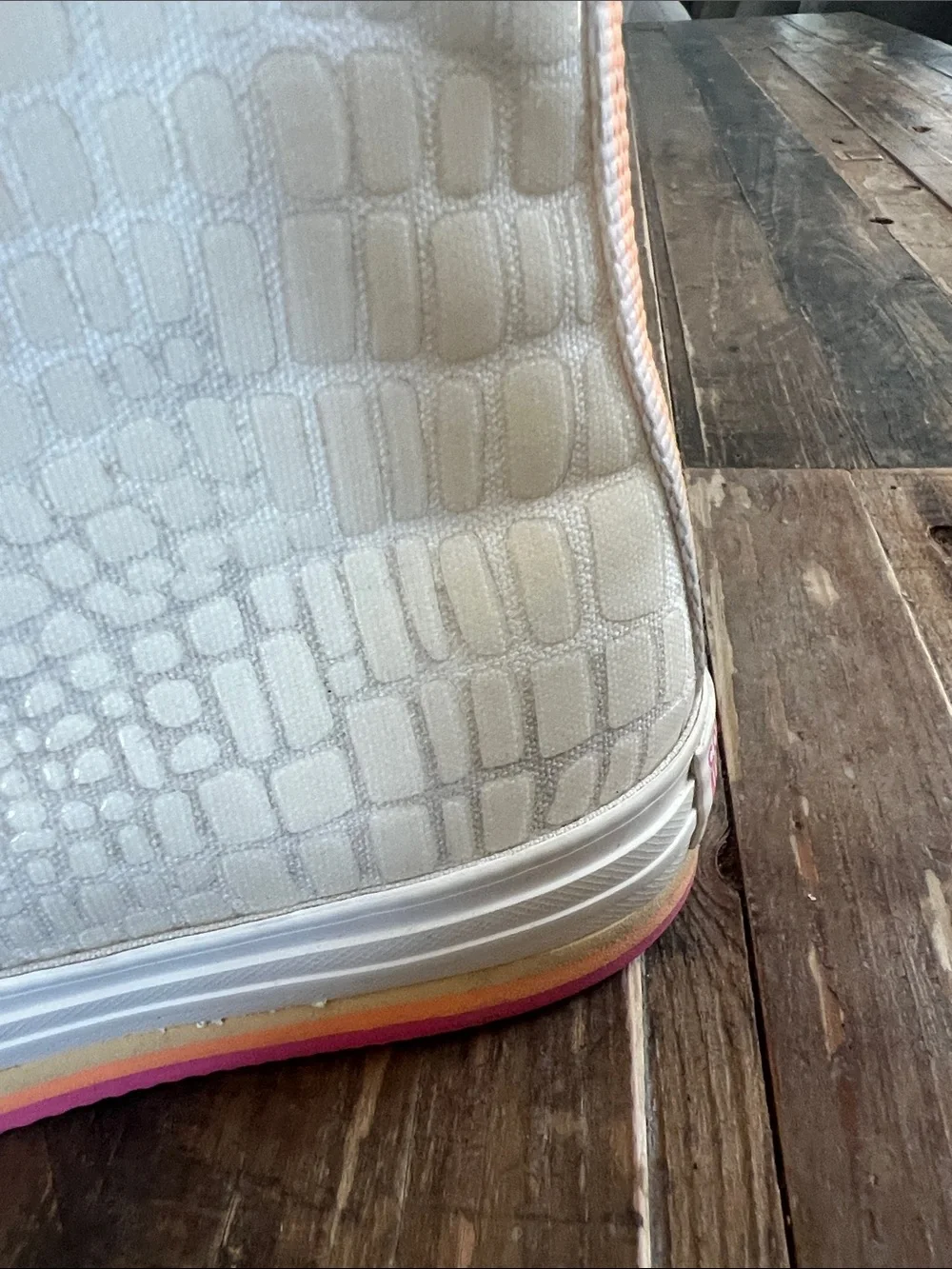 Converse Kids High-Top Sneakers in White with Pink and Orange Accents